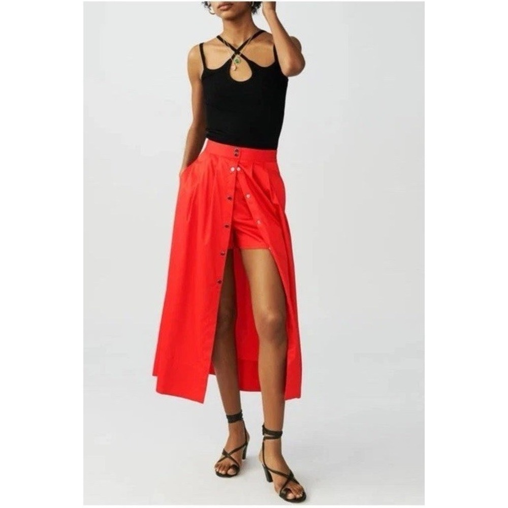 MAJE Julapo Midi Skirt Pockets Side Zip Red Lining Shorts Modified Women's 3 L
